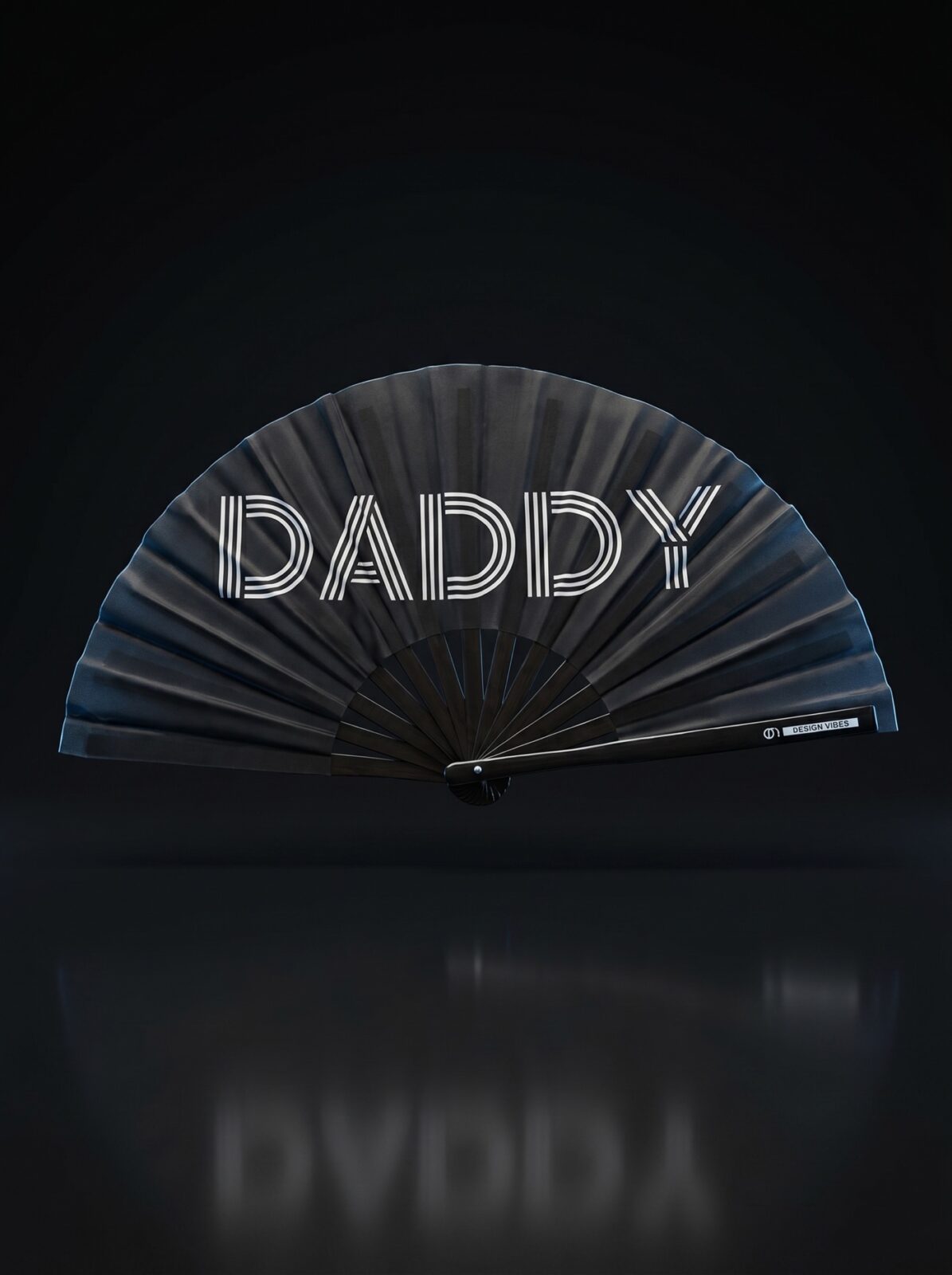 Festival-Fächer „DADDY“ in Schwarz – Rave & Pride Accessoire