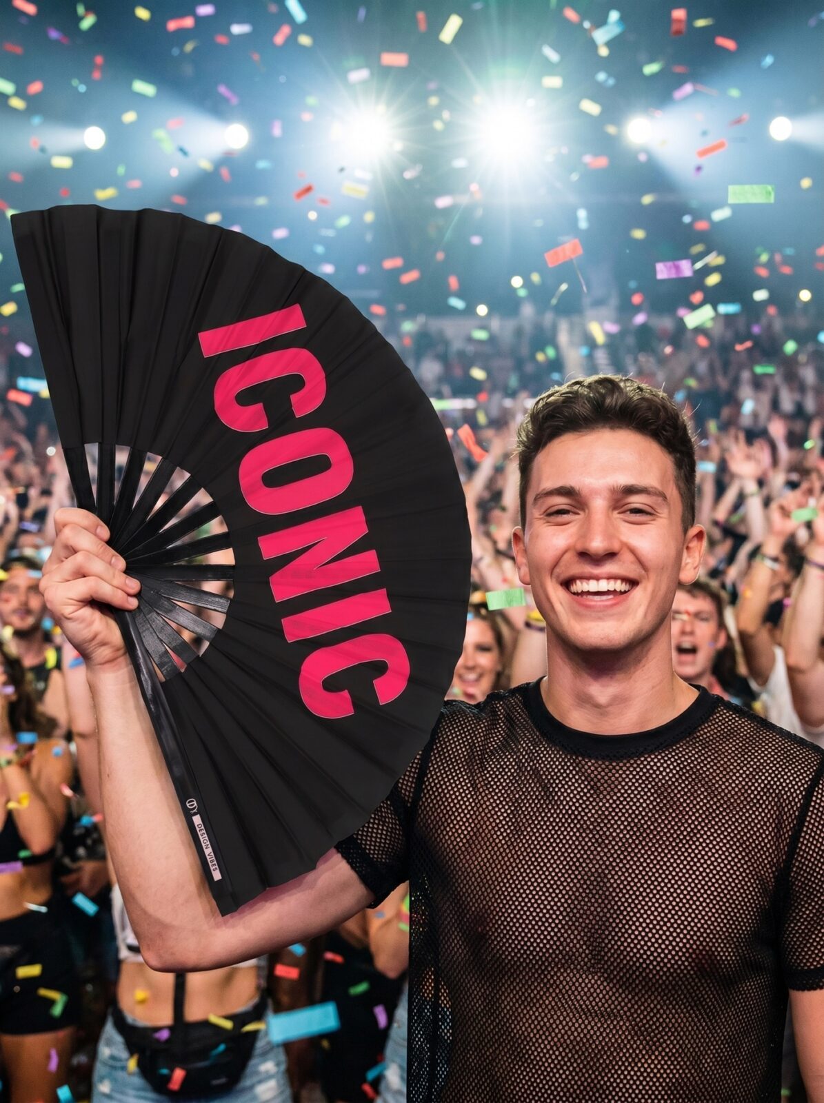 Festival-Fächer „ICONIC“ in Schwarz/Pink – Rave Statement – Ansicht 4
