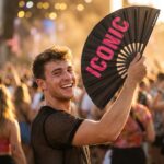 Festival-Fächer „ICONIC“ in Schwarz/Pink – Rave Statement – Ansicht 3