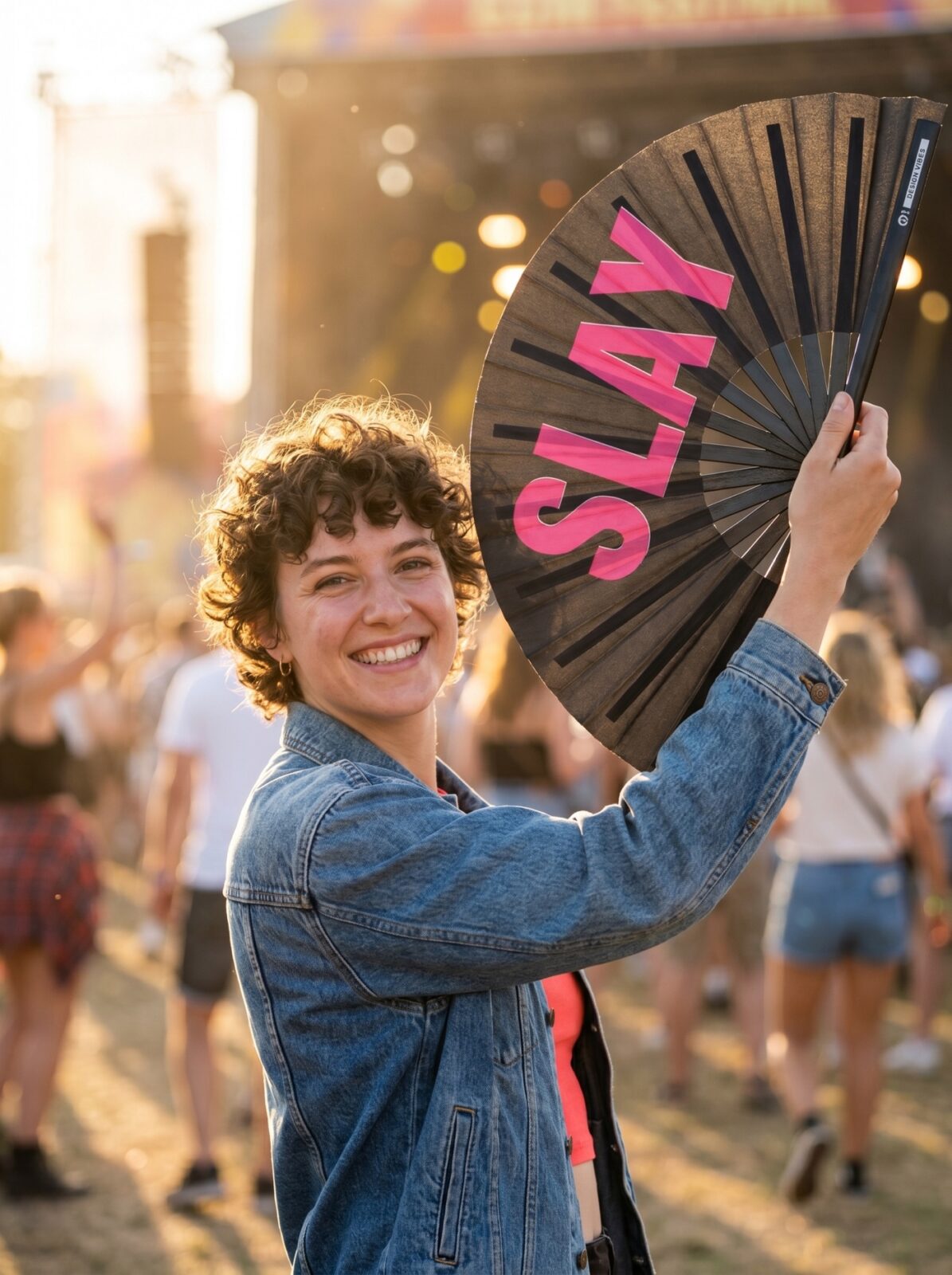 Festival-Fächer „SLAY“ in Schwarz/Pink – CSD & Rave Accessoire – Ansicht 3