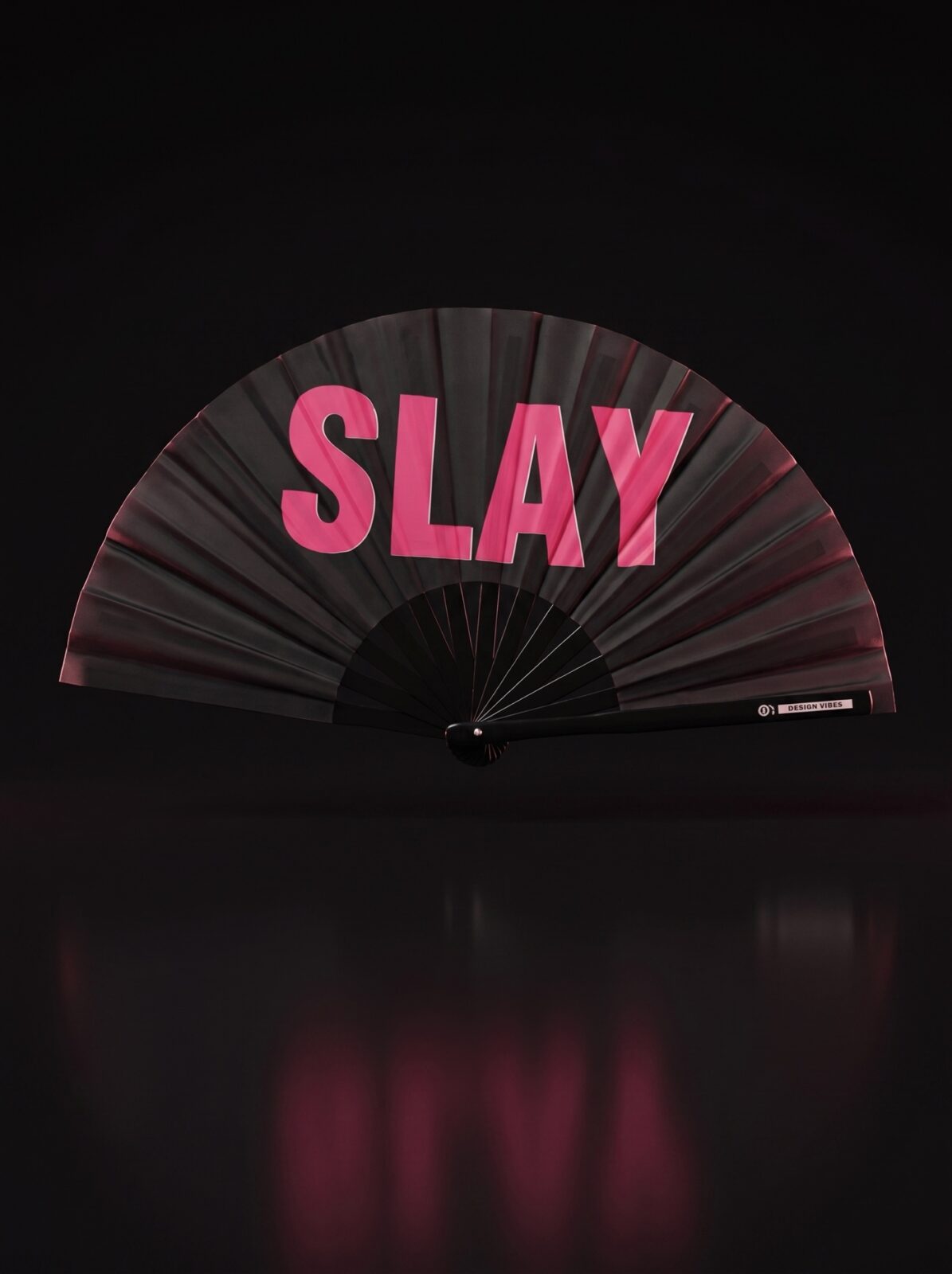 Festival-Fächer „SLAY“ in Schwarz/Pink – CSD & Rave Accessoire