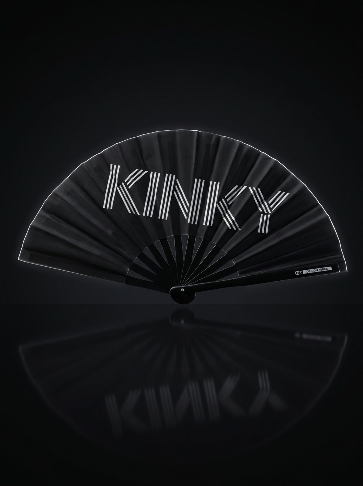 Festival-Fächer „KINKY“ in Schwarz – Rave & Pride Statement
