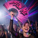 Festival-Fächer „BLOW ME“ in Lila-Blau – Rave & CSD Accessoire – Ansicht 2