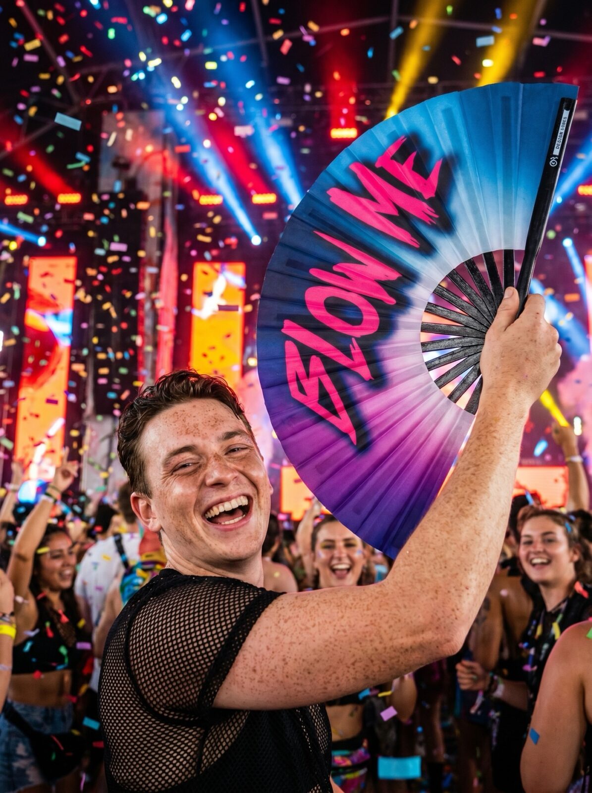 Festival-Fächer „BLOW ME“ in Lila-Blau – Rave & CSD Accessoire – Ansicht 4