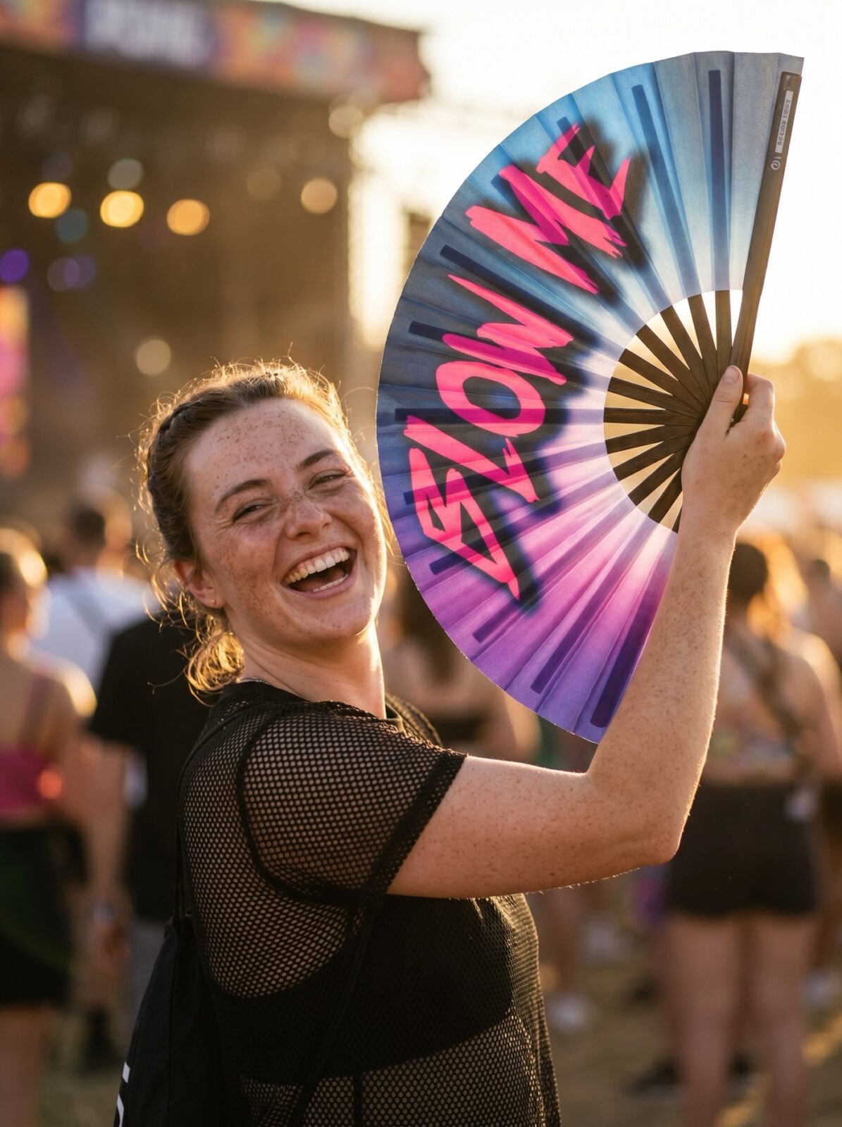 Festival-Fächer „BLOW ME“ in Lila-Blau – Rave & CSD Accessoire – Ansicht 3