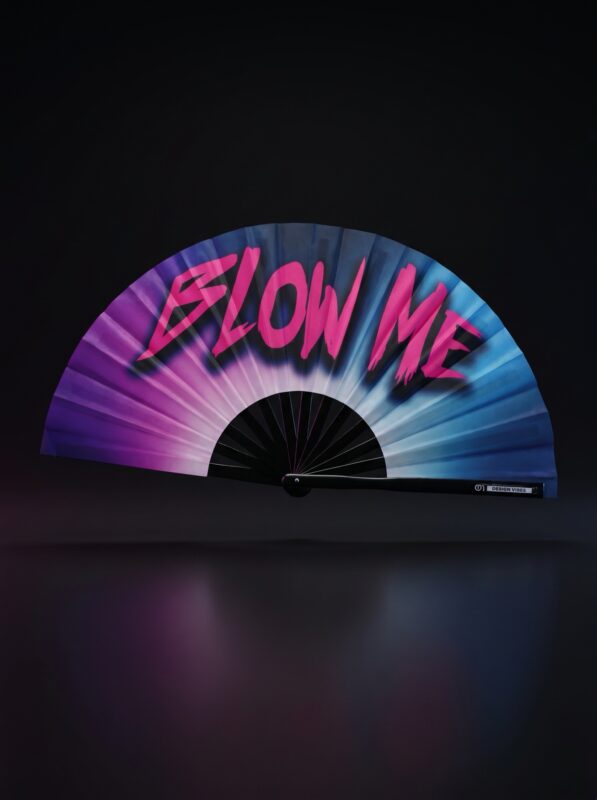 Festival-Fächer „BLOW ME" in Lila-Blau – Rave & CSD Accessoire