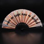 Festival-Fächer „MAKE ME SWEAT“ Holografisch Rosegold – Rave – Ansicht 1