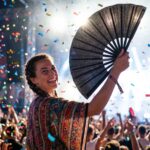 Festival-Fächer Schwarz Glitzer – elegantes Rave & CSD Accessoire – Ansicht 4