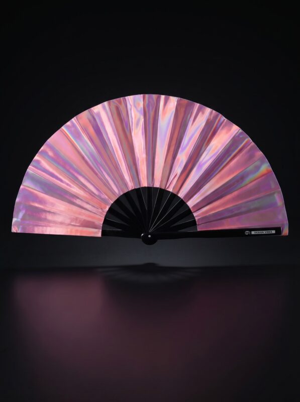 Festival-Fächer Holografisch Rosa – irisierendes Pride Accessoire