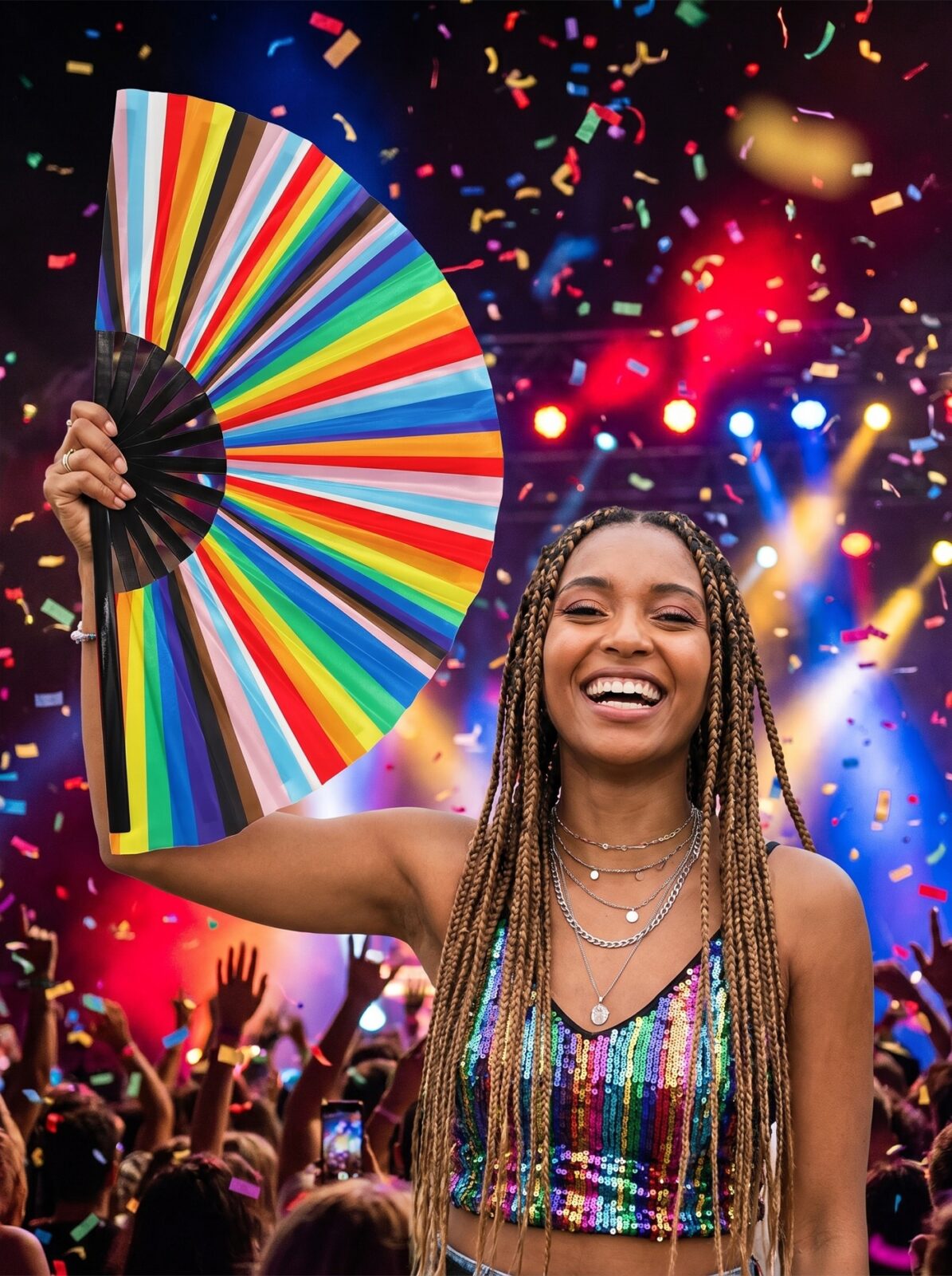 Festival-Fächer Pride Regenbogen-Streifen, CSD & Pride Accessoire – Ansicht 4