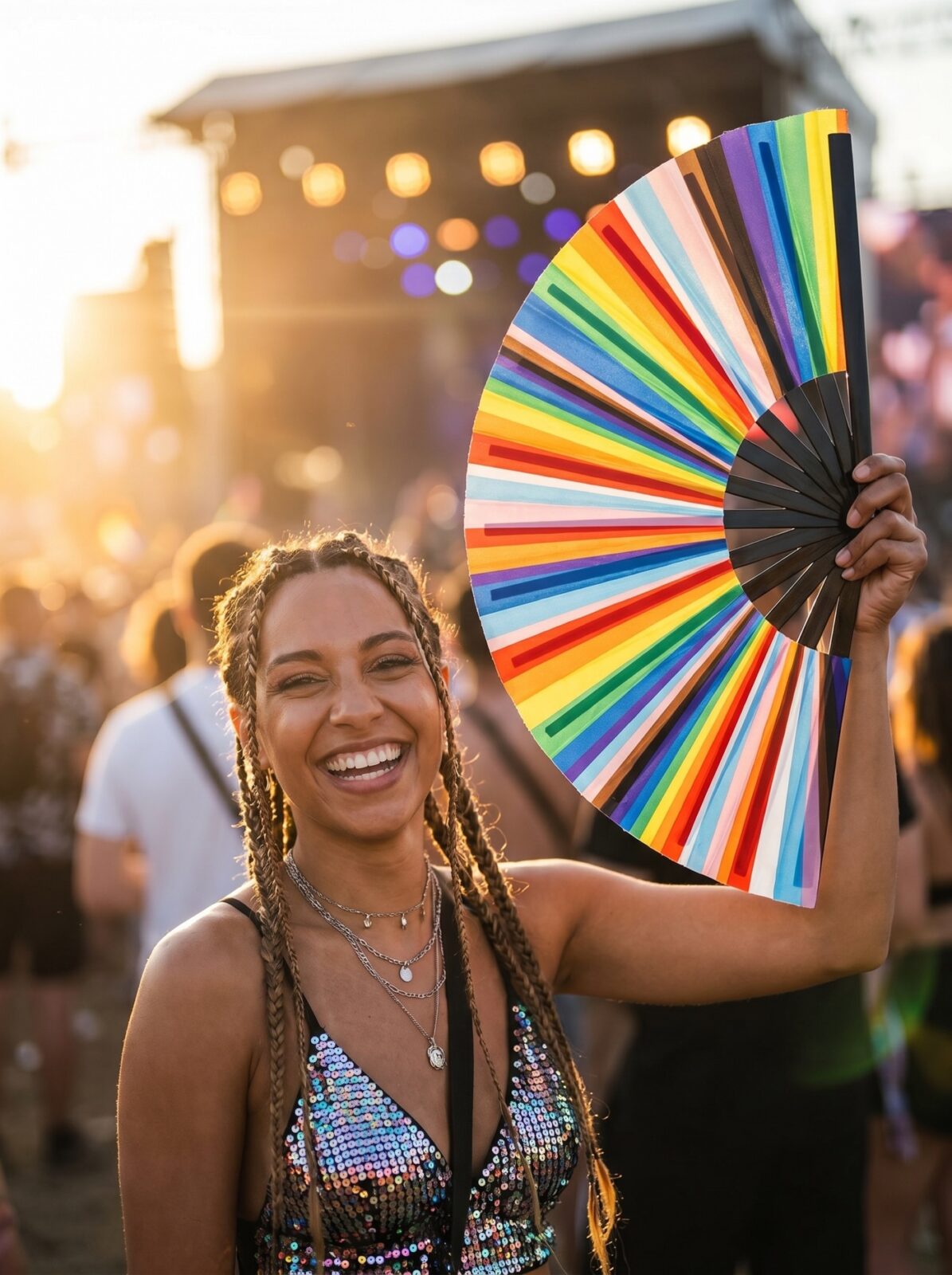 Festival-Fächer Pride Regenbogen-Streifen, CSD & Pride Accessoire – Ansicht 3