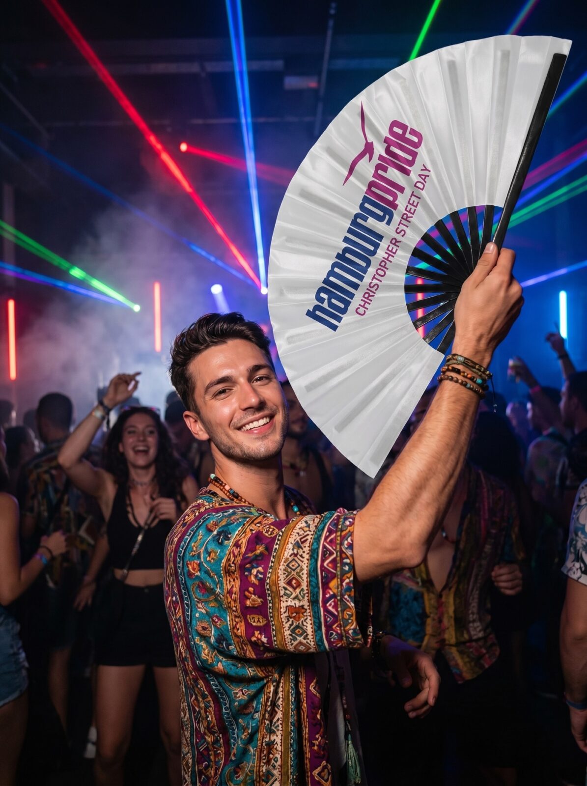 Festival-Fächer Hamburg Pride CSD in Weiß, Logo-Edition – Ansicht 2