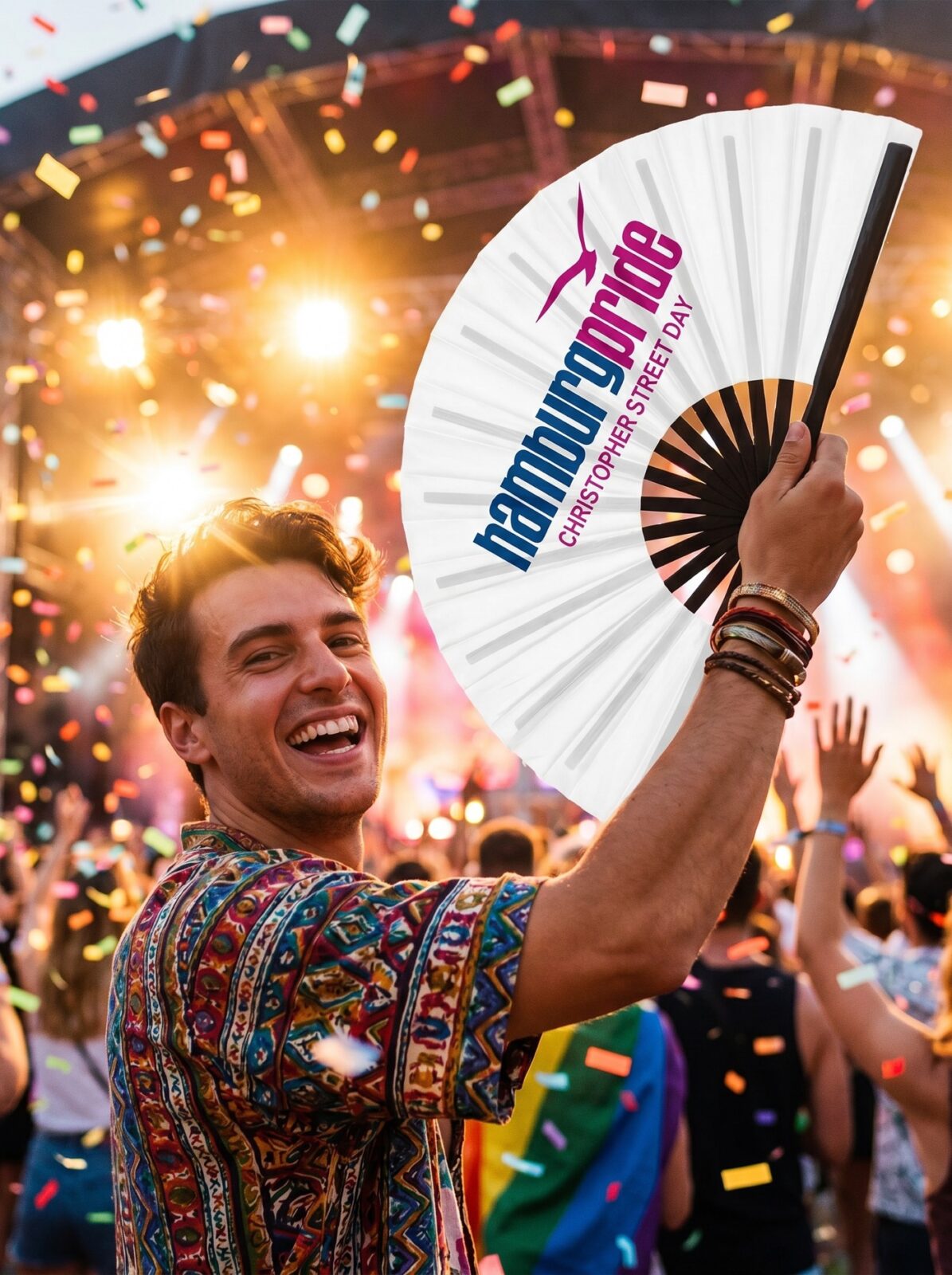 Festival-Fächer Hamburg Pride CSD in Weiß, Logo-Edition – Ansicht 4