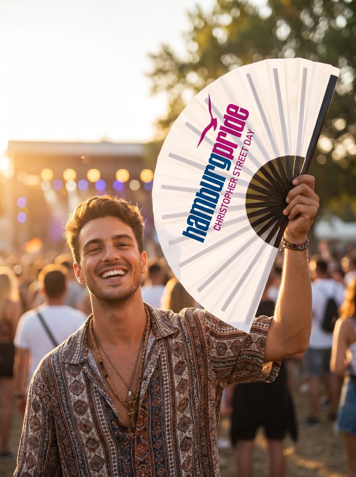 Festival-Fächer Hamburg Pride CSD in Weiß, Logo-Edition – Ansicht 3