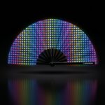 Festival-Fächer Dunkelblau mit Regenbogen-Herzen – CSD & Pride – Ansicht 1