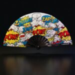 Festival-Fächer „ZAP BOOM POW“ Gelb Comic – Rave & Party – Ansicht 1