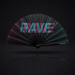 Festival-Fächer „RAVE“ Schwarz Teal-Pink – Techno & Rave Accessoire – Ansicht 1