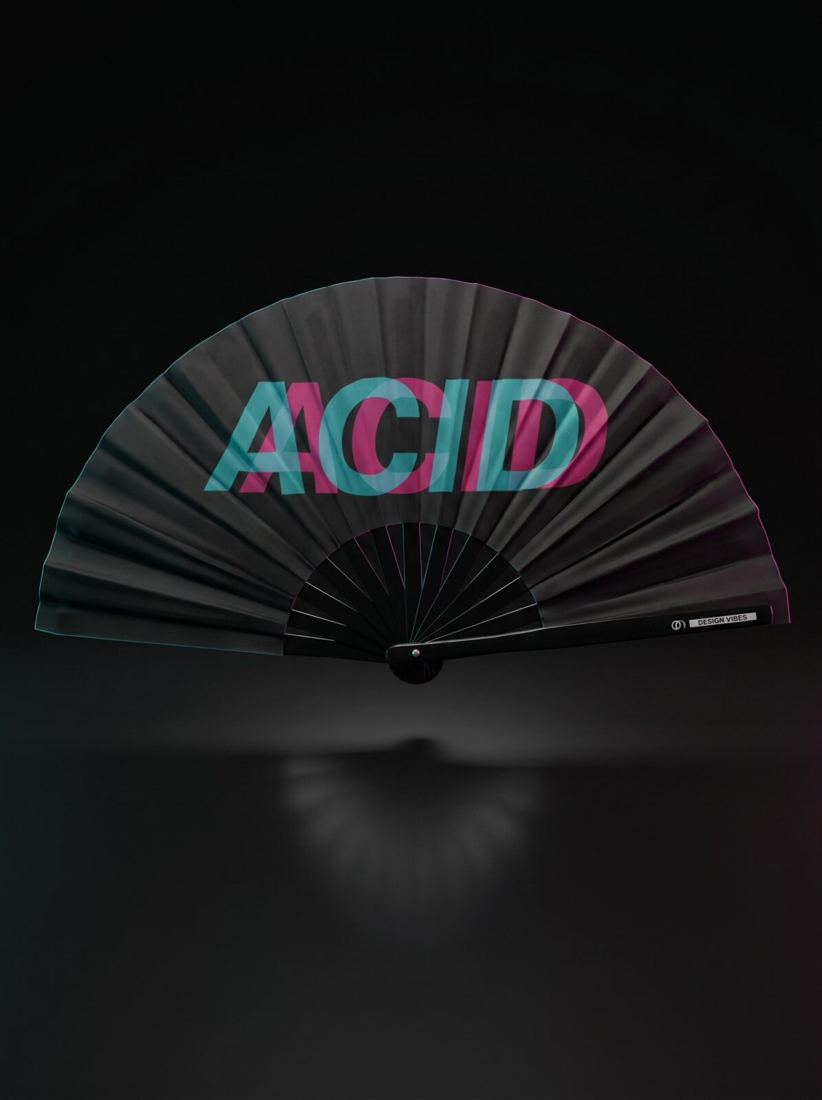 Festival-Fächer „ACID“ Schwarz Teal-Pink – Techno & Rave Accessoire