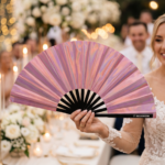 Festival-Fächer Holografisch Rosa, irisierendes Pride Accessoire – Ansicht 7