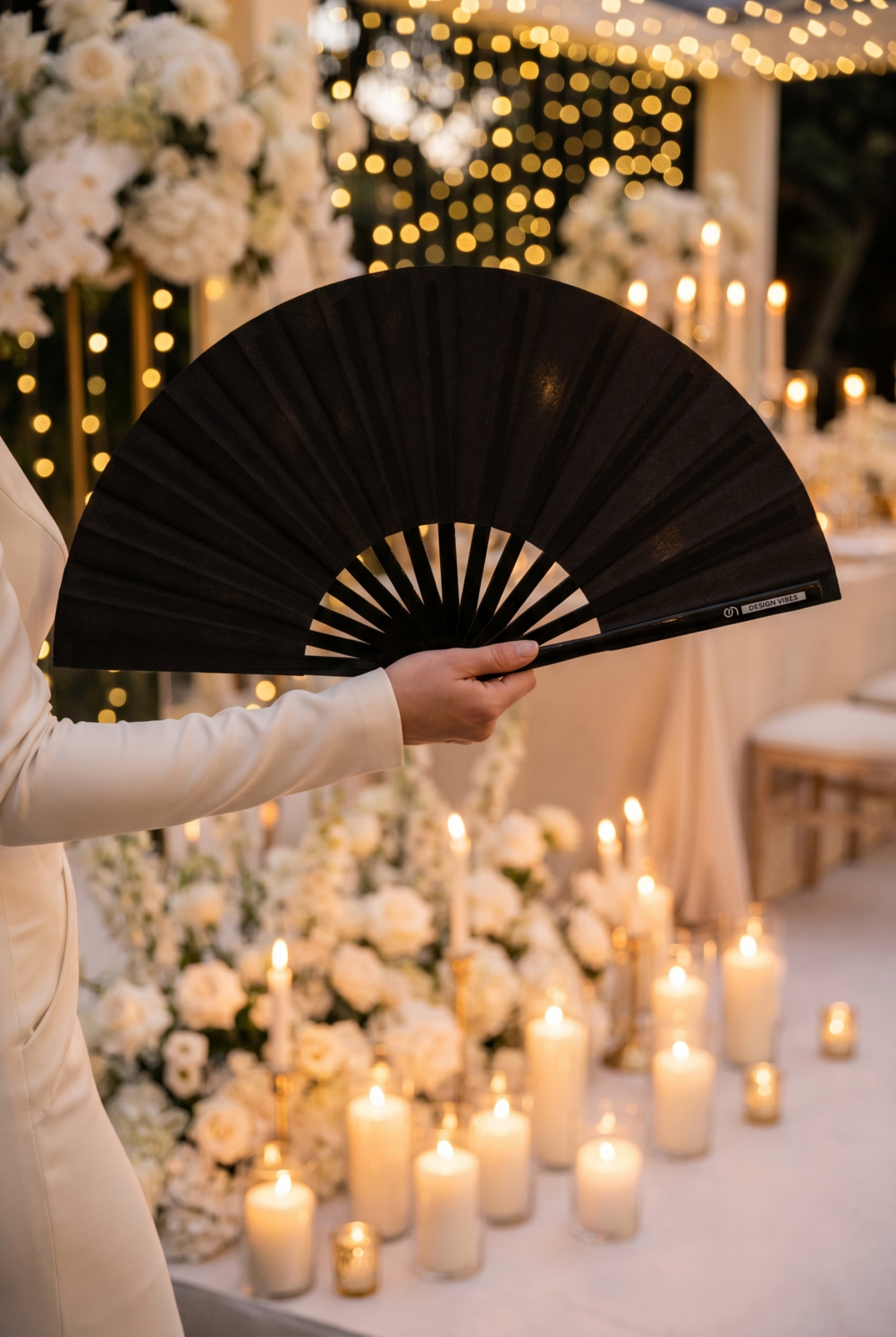 Festival-Fächer Schwarz Glitzer, elegantes Rave & CSD Accessoire – Ansicht 9