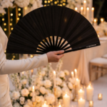 Festival-Fächer Schwarz Glitzer, elegantes Rave & CSD Accessoire – Ansicht 9