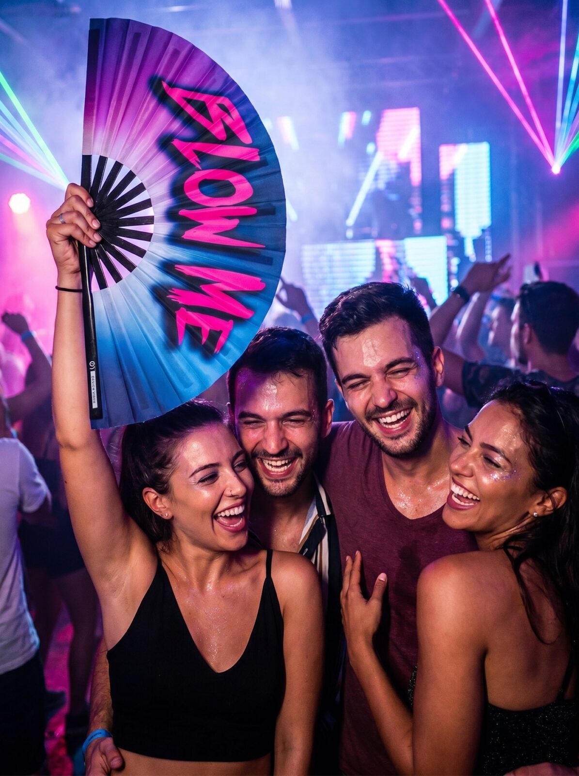 Festival-Fächer „BLOW ME“ in Lila-Blau – Rave & CSD Accessoire – Ansicht 5