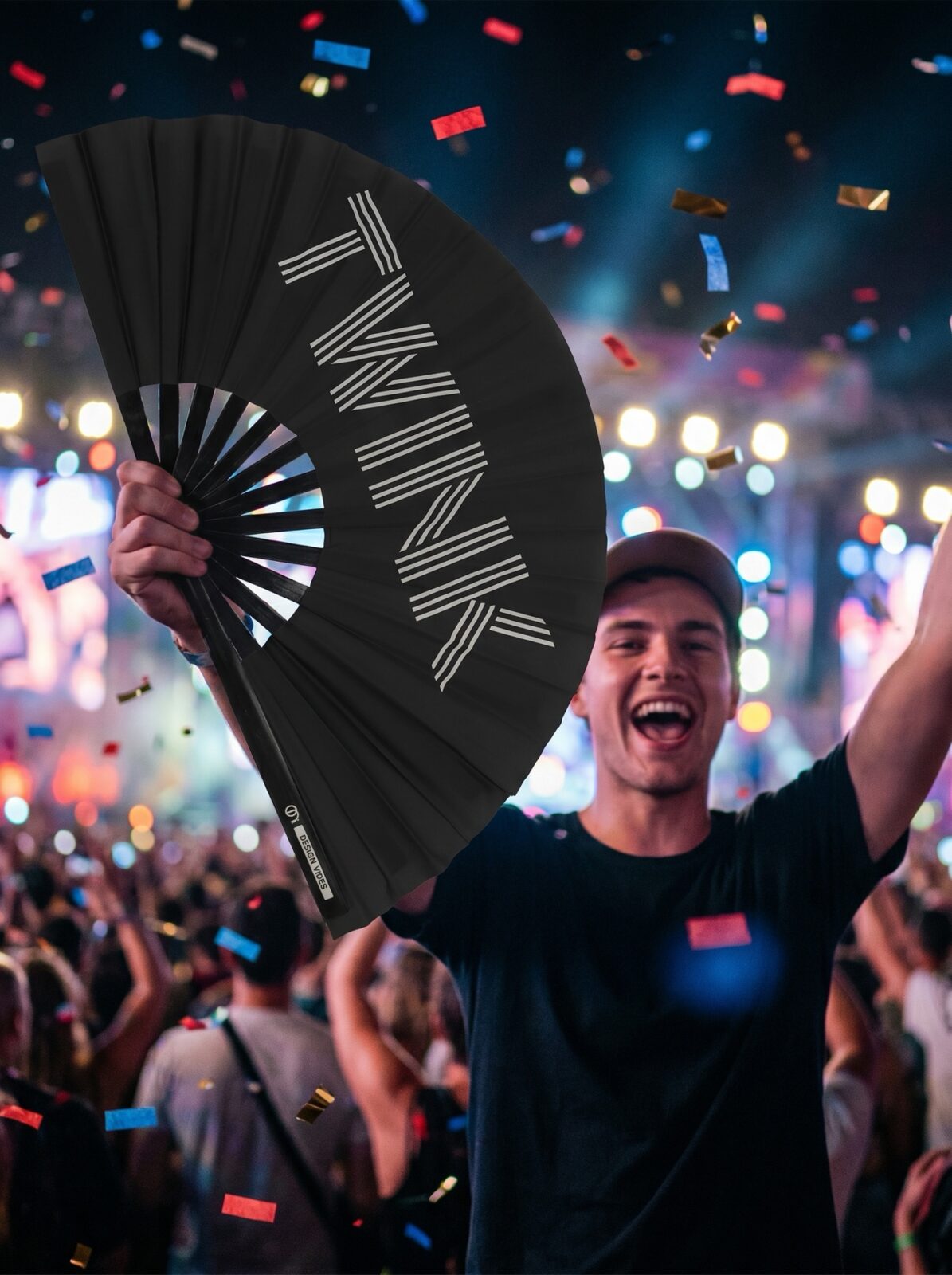 Festival-Fächer „TWINK“ in Schwarz – Rave & Pride Statement – Ansicht 4