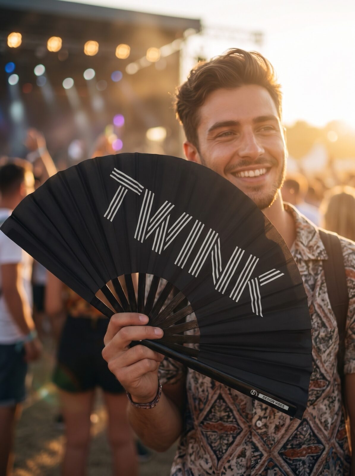 Festival-Fächer „TWINK“ in Schwarz – Rave & Pride Statement – Ansicht 3