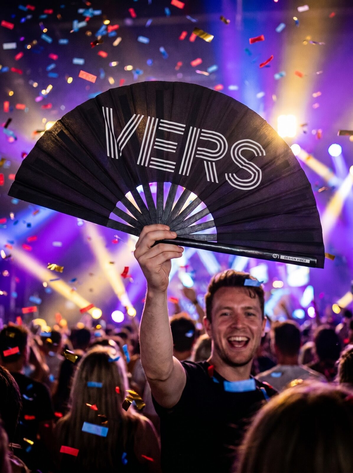 Festival-Fächer „VERS“ in Schwarz – Statement für Rave & CSD – Ansicht 4