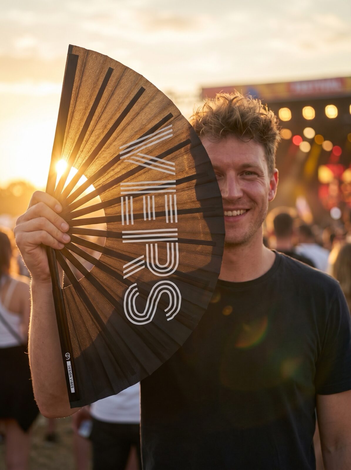 Festival-Fächer „VERS“ in Schwarz – Statement für Rave & CSD – Ansicht 3