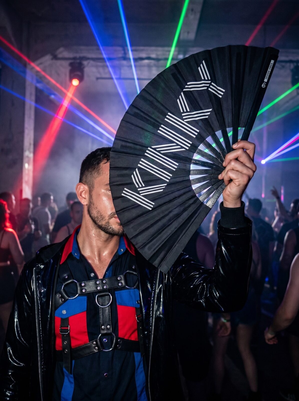 Festival-Fächer „KINKY“ in Schwarz – Rave & Pride Statement – Ansicht 2