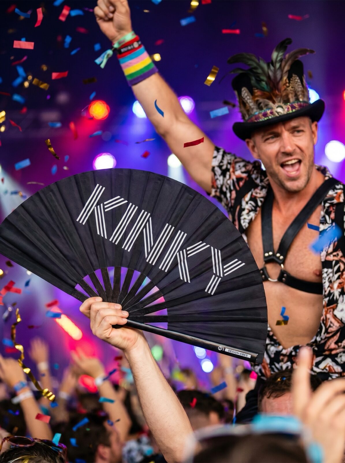 Festival-Fächer „KINKY“ in Schwarz – Rave & Pride Statement – Ansicht 4