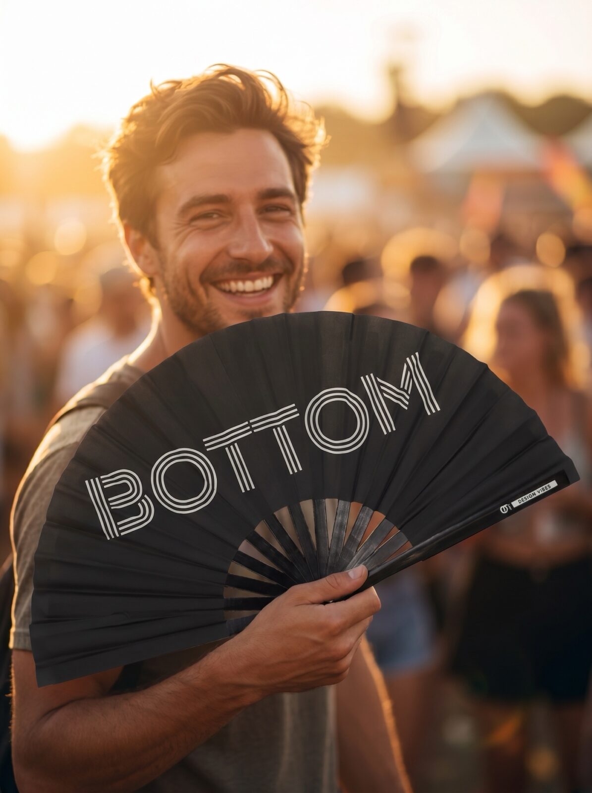 Festival-Fächer „BOTTOM“ in Schwarz – CSD & Rave Accessoire – Ansicht 3