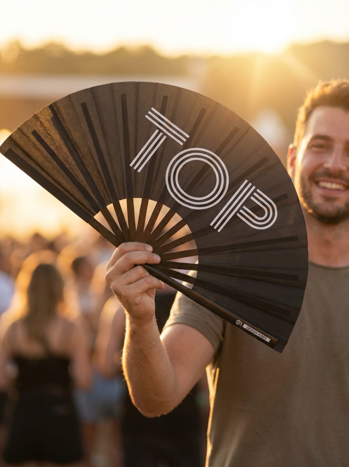 Festival-Fächer „TOP“ in Schwarz – Rave & Pride Statement – Ansicht 3