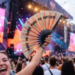 Festival-Fächer „MAKE ME SWEAT“ Holografisch Rosegold – Rave – Ansicht 4