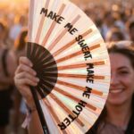 Festival-Fächer „MAKE ME SWEAT“ Holografisch Rosegold – Rave – Ansicht 3