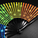 Festival-Fächer Schwarz mit Regenbogen-Punkten, Rave & CSD – Ansicht 8