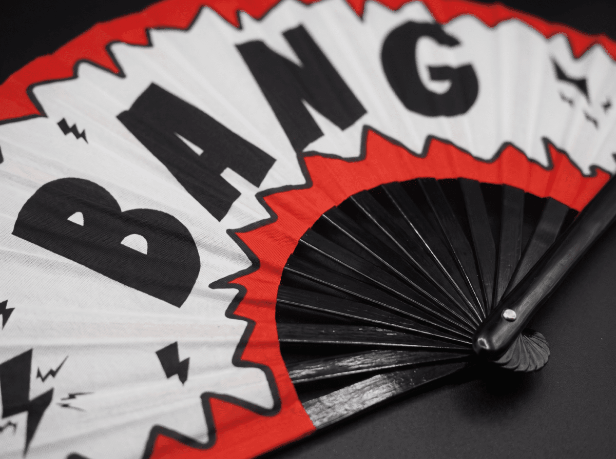 Festival-Fächer „BANG“ Comic in Rot-Weiß, Rave & Party Accessoire – Ansicht 8