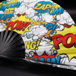 Festival-Fächer „ZAP BOOM POW“ Gelb Comic, Rave & Party – Ansicht 8
