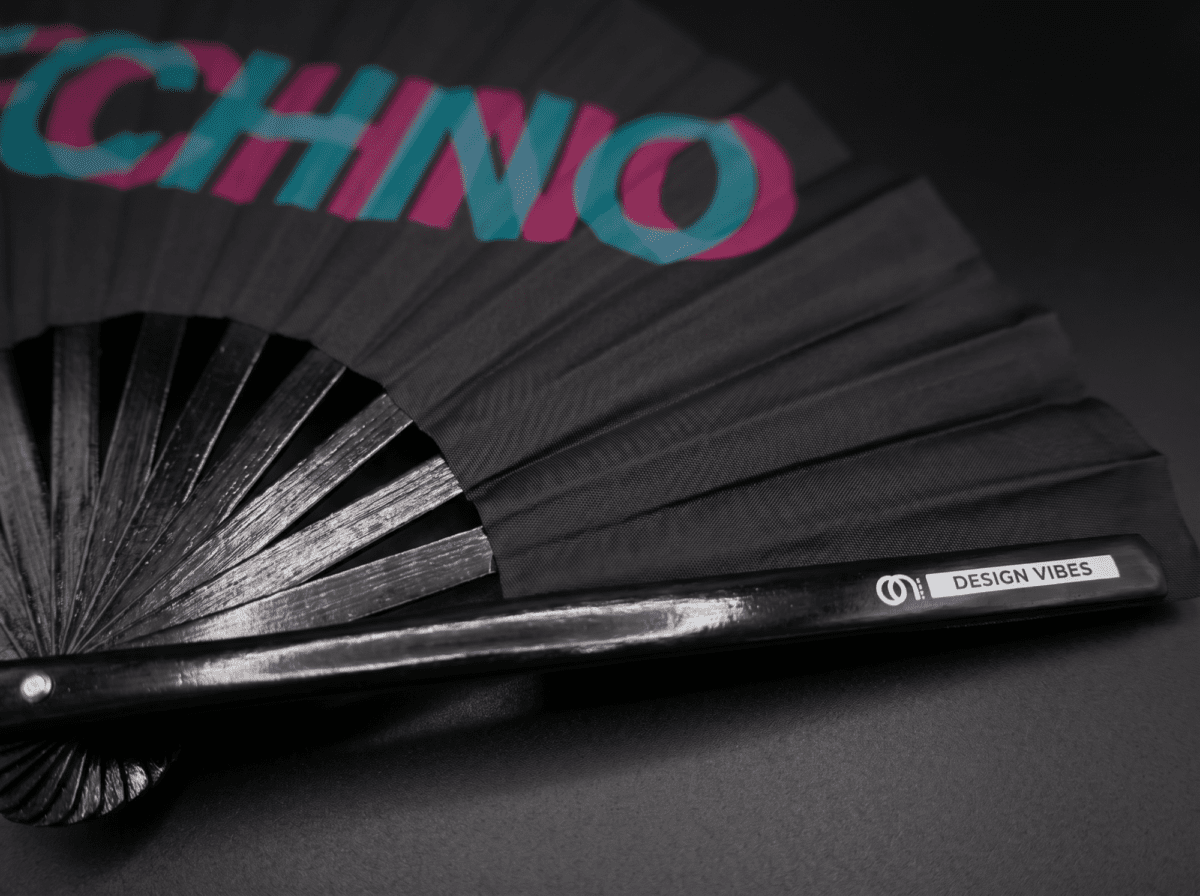 Festival-Fächer „TECHNO“ Schwarz Teal-Pink, Techno & Rave – Ansicht 6