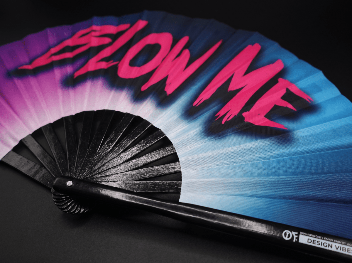 Festival-Fächer „BLOW ME“ in Lila-Blau, Rave & CSD Accessoire – Ansicht 6
