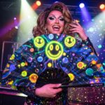 Festival-Fächer Neon-Acid-Smileys Schwarz für Techno & Rave – Ansicht 5