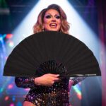 Festival-Fächer Schwarz Glitzer, elegantes Rave & CSD Accessoire – Ansicht 5