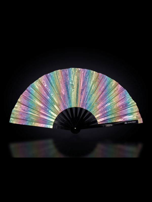 Festival-Fächer Holografisch Glitzer Pastellregenbogen für Festival & Rave