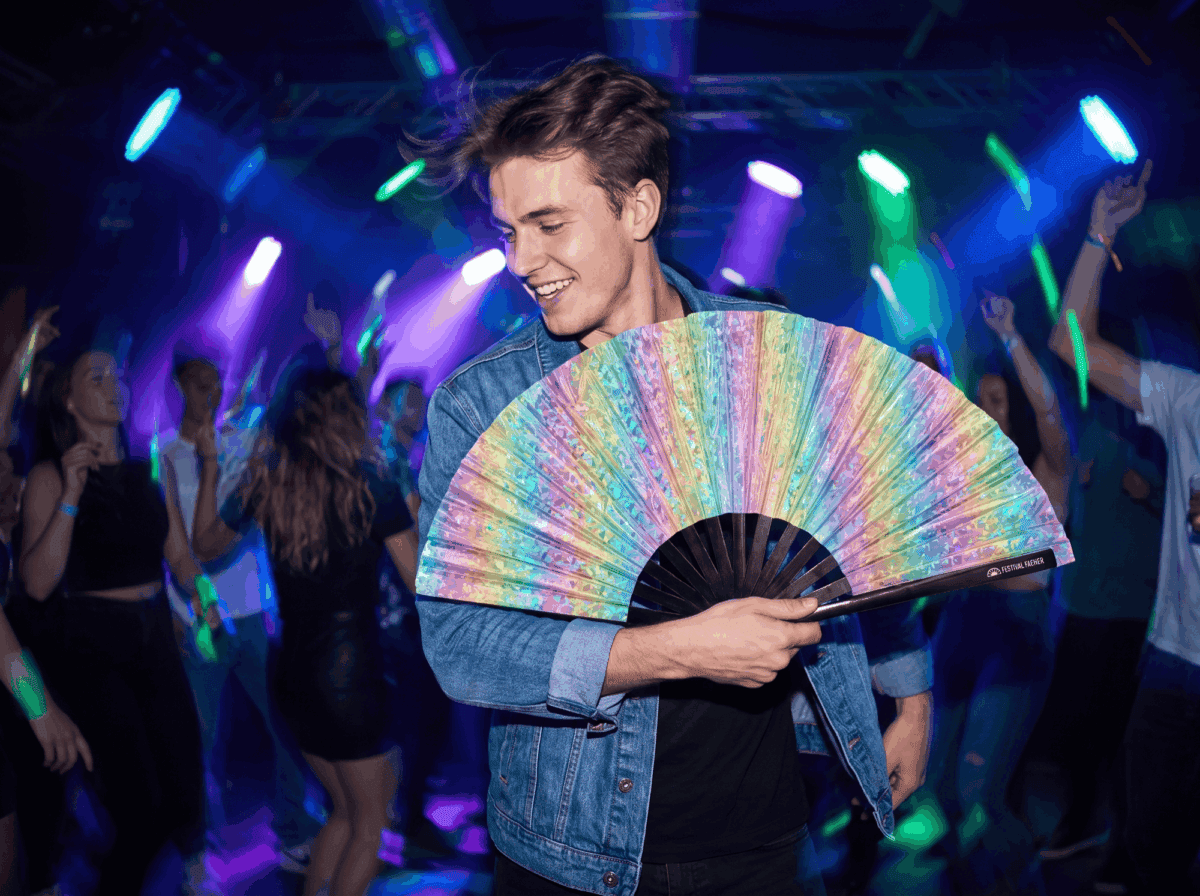 Festival-Fächer Holo Kristall Pastell für Rave & Festival – Ansicht 2