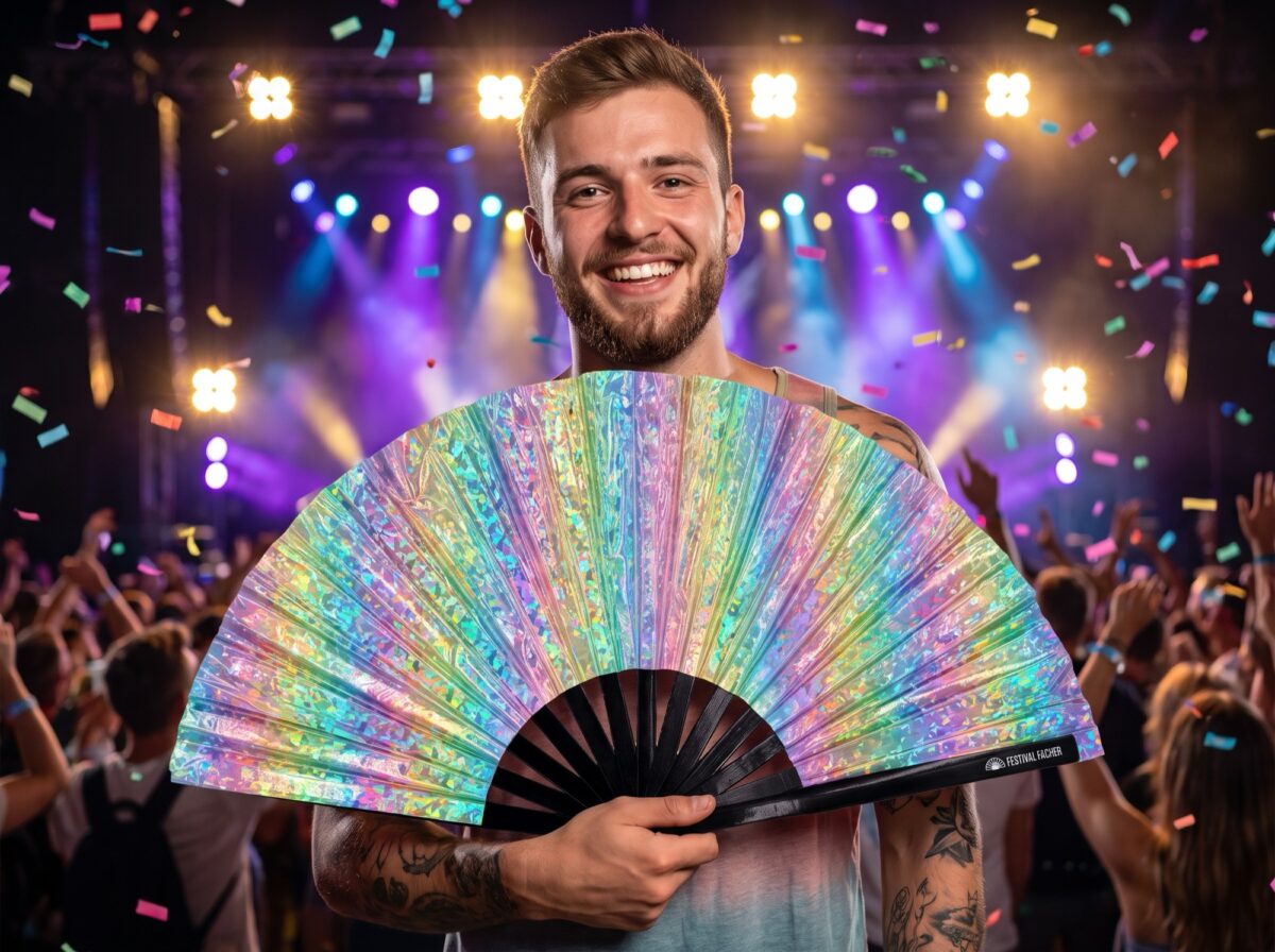 Festival-Fächer Holo Kristall Pastell für Rave & Festival – Ansicht 4