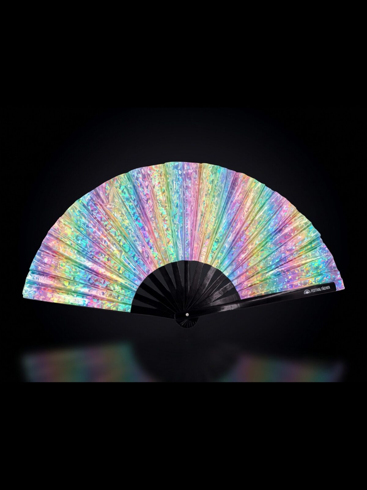 Festival-Fächer Holo Kristall Pastell für Rave & Festival