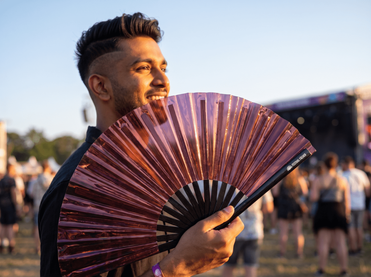Festival-Fächer Holografisch Transparent Burgunder für Festival & Rave – Ansicht 3