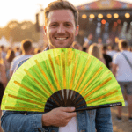 Festival-Fächer Holografisch Transparent Neongrün für Rave & Techno – Ansicht 3