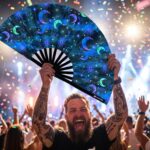 Festival-Fächer Mond & Sterne Nachtblau für Festival & Boho – Ansicht 4